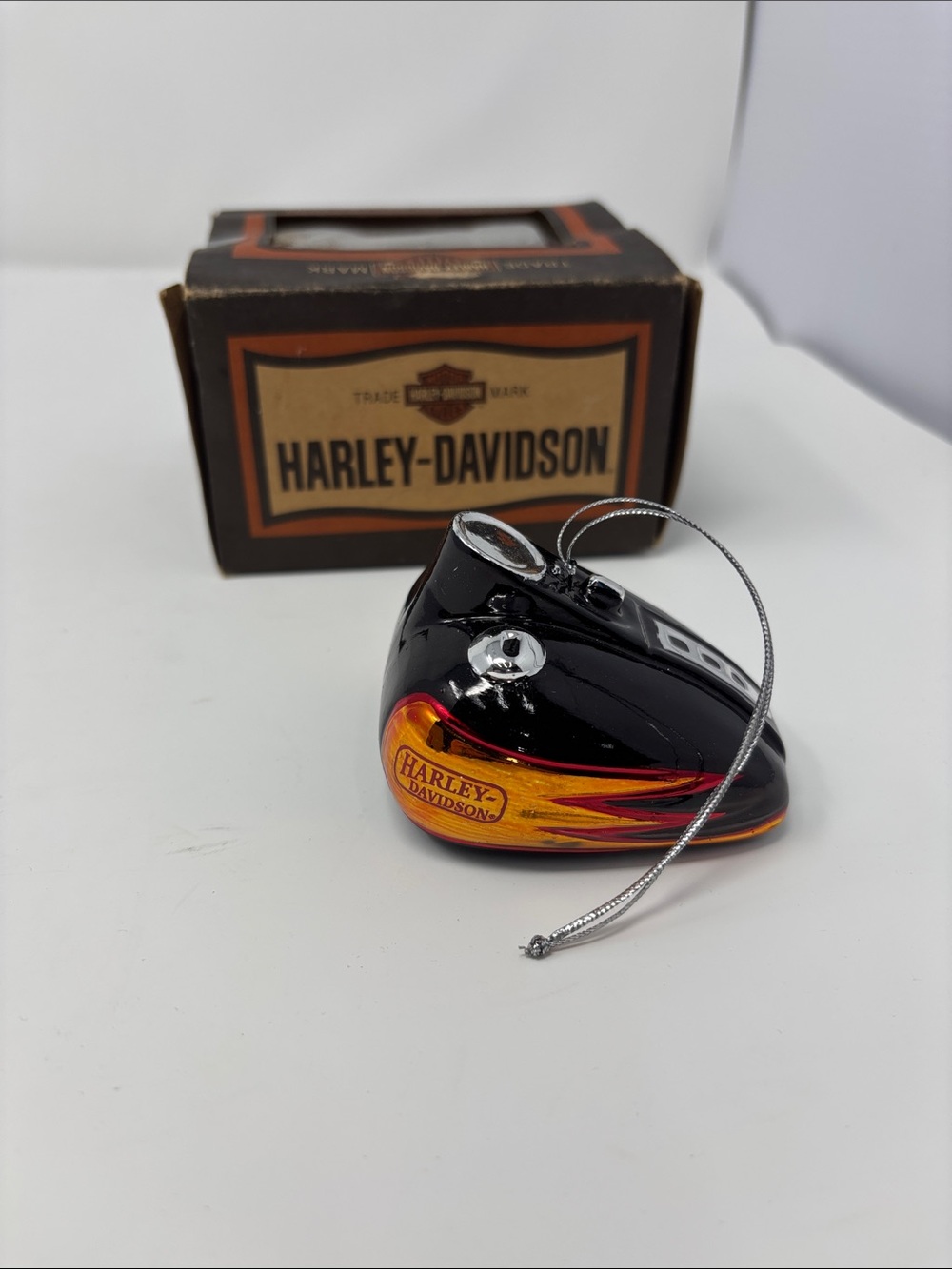 Harley-Davidson Black with Orange & Yellow Flame Tank Ornament